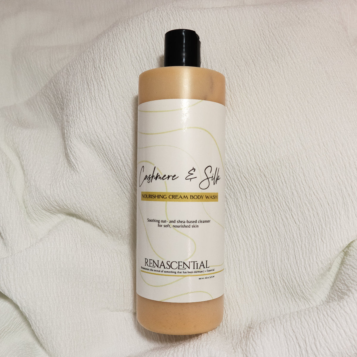 16oz bottle of Cashmere & Silk body wash by Renascential