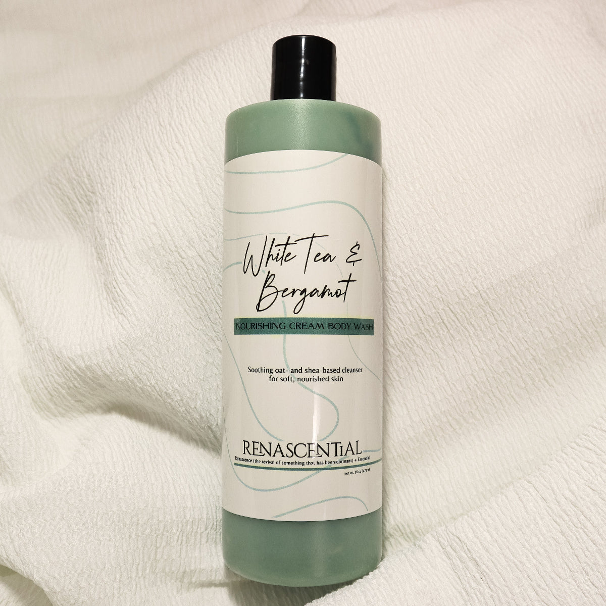 16oz bottle of White Tea & Bergamot body wash by Renascential
