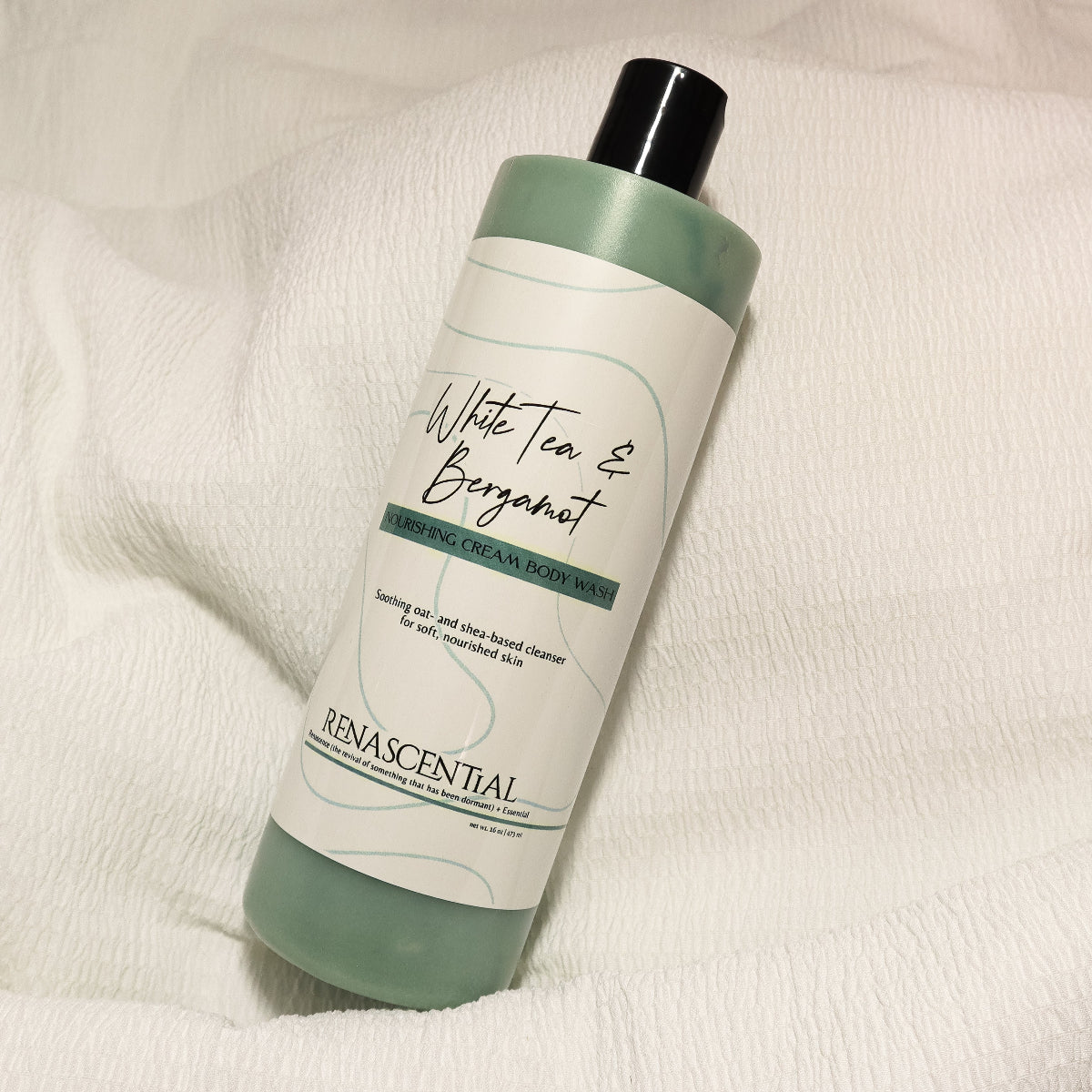 16oz bottle of White Tea & Bergamot body wash by Renascential